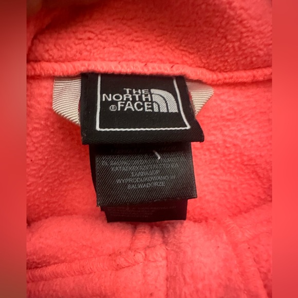 Girls neon Coral North Face Zip Up Fleece Jacket - Picture 5 of 6